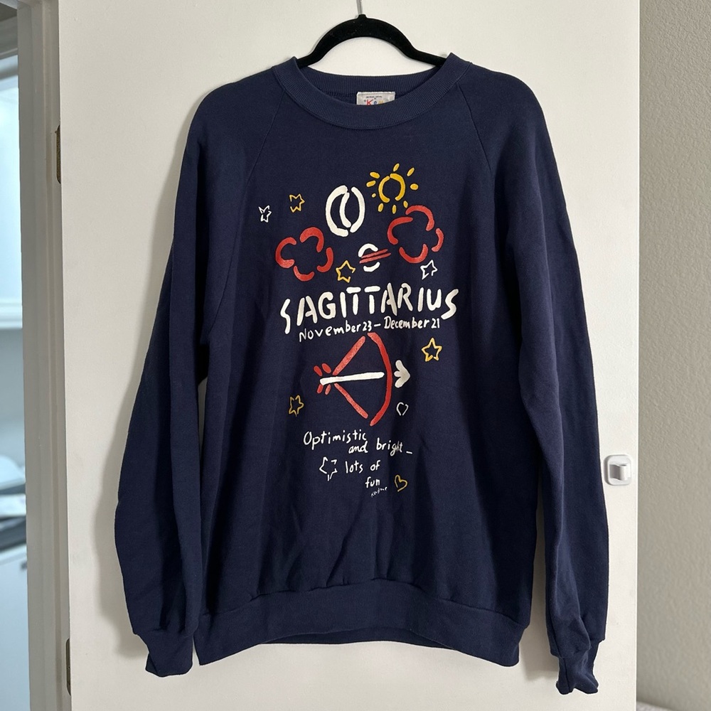 Vintage 80’s Ken Done Navy blue crewneck sweatshirt with Sagittarius design